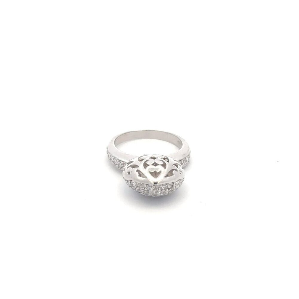 925 Sterling Silver Ring  Heart Cubic Zirconia Size 5 - Picture 5 of 7